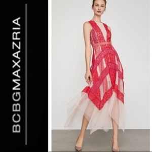 bcbg floral lace handkerchief dress